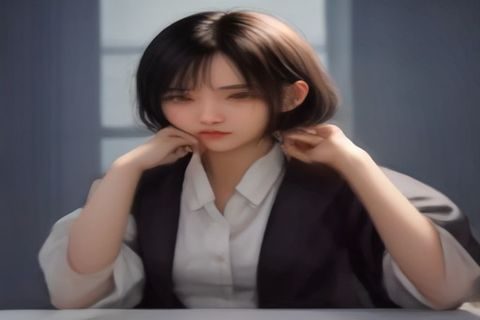 文学改编向人妻题材剧照，女主角在书房阅读，暖光书柜背景，文学质感浓郁